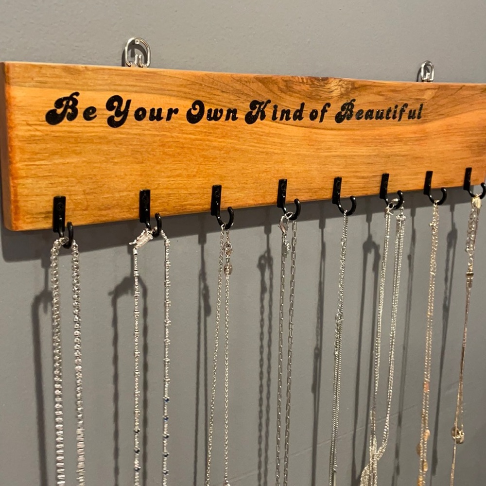 Hand Made wooden jewelry holder 8 hooks